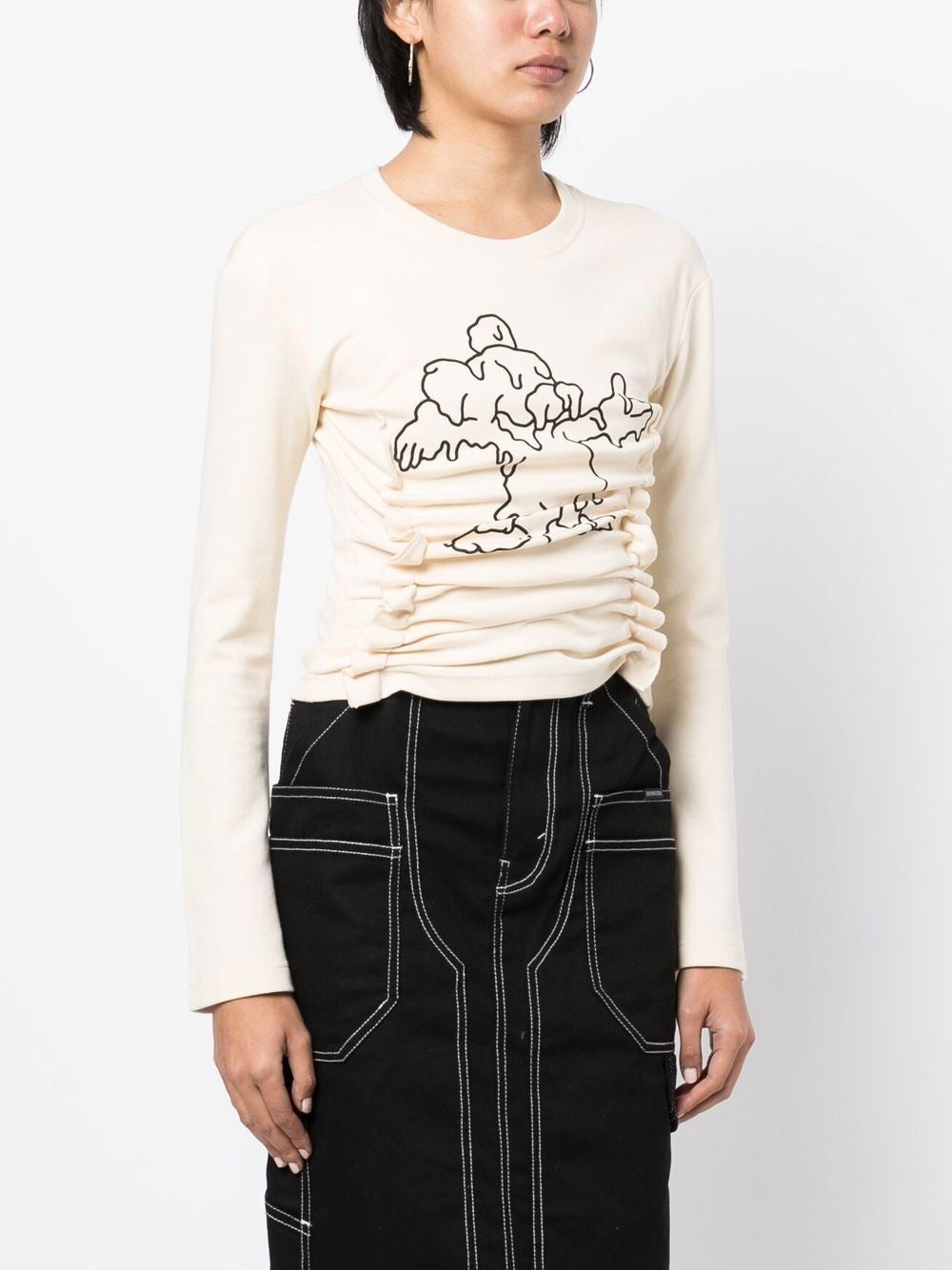 Melting Mickey Graphic-print Ruffles Long-sleeve T-shirt