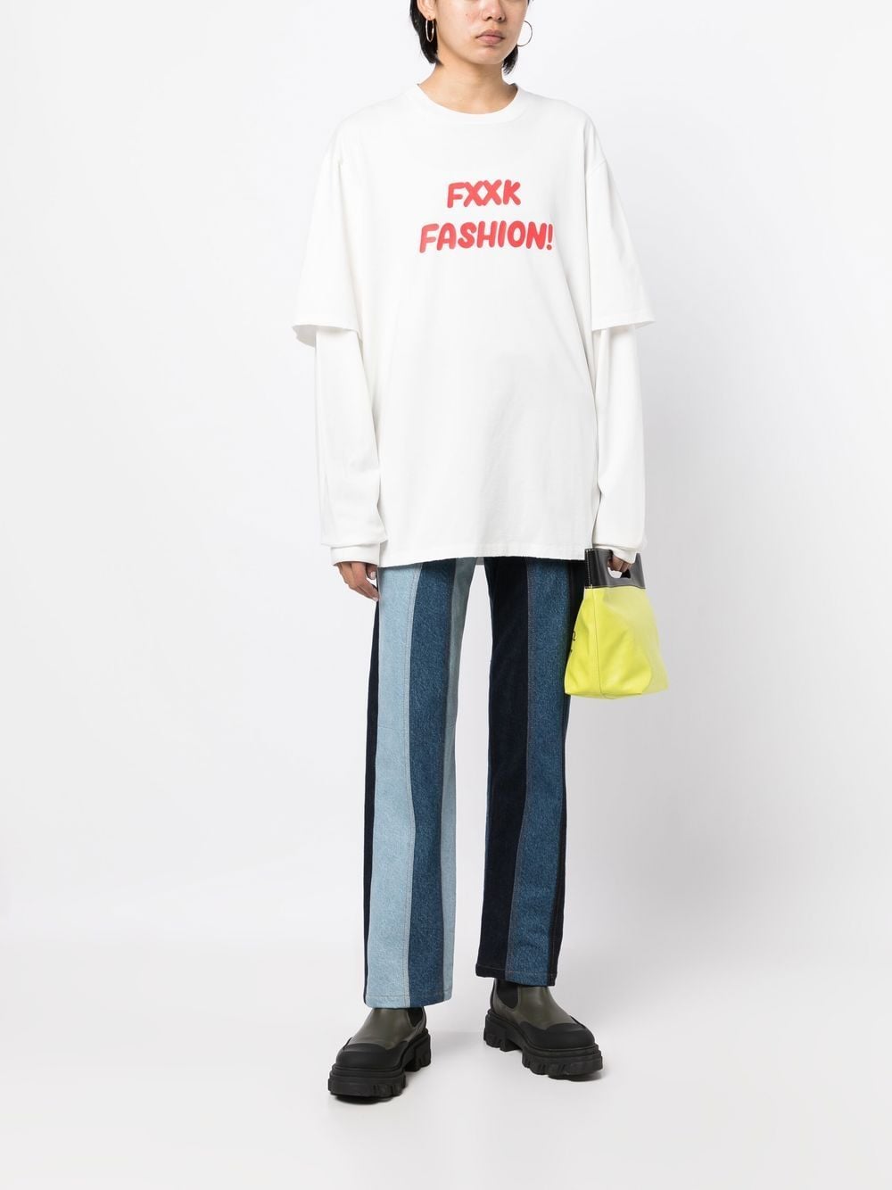 Slogan-print 2 Layers Long-sleeve T-shirt
