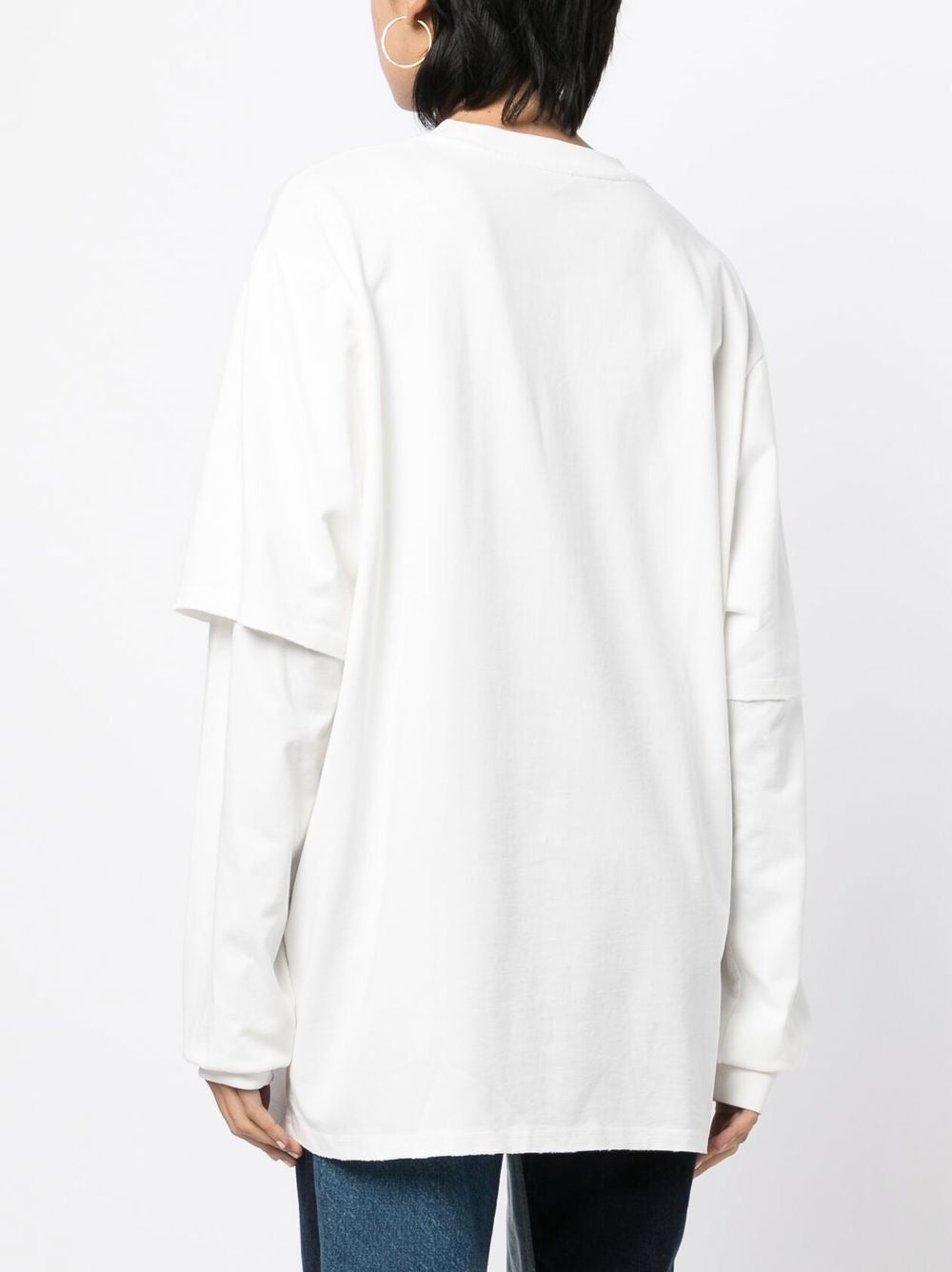 Slogan-print 2 Layers Long-sleeve T-shirt