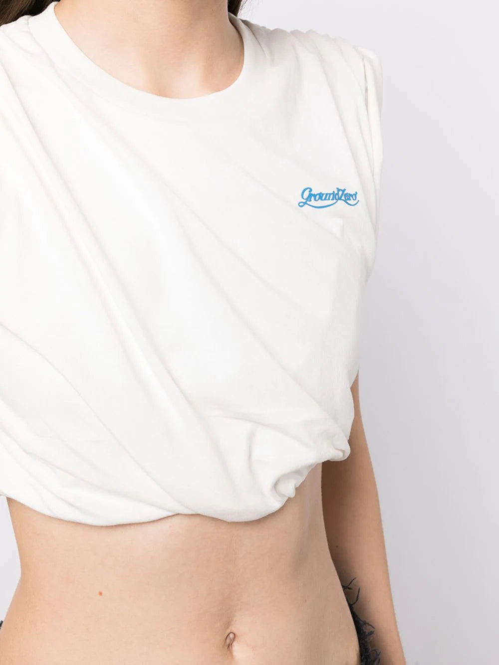 Gathered Cotton Cropped T-shirt