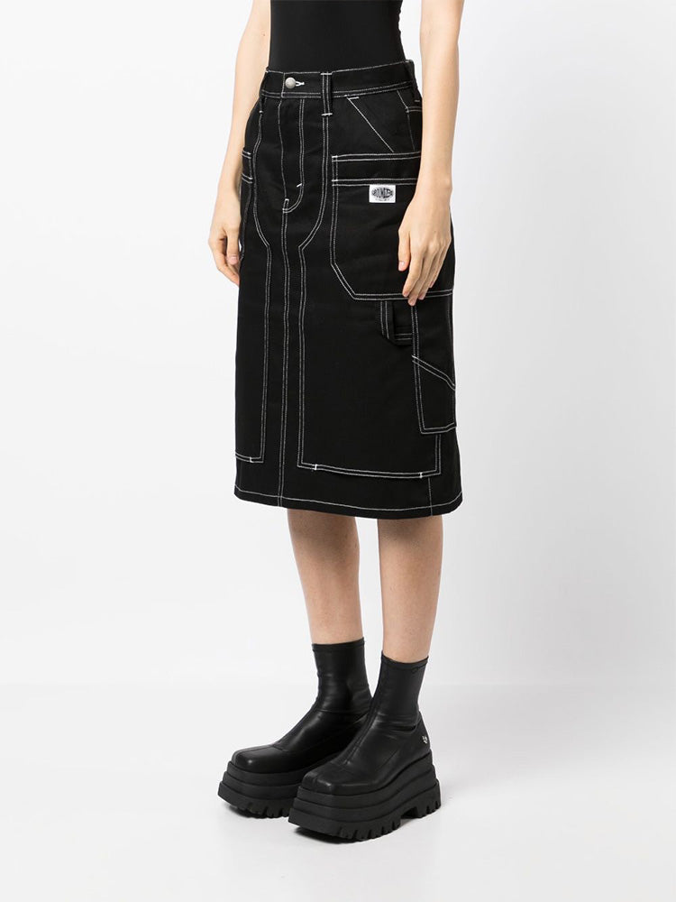 Panelled Denim Midi Skirt