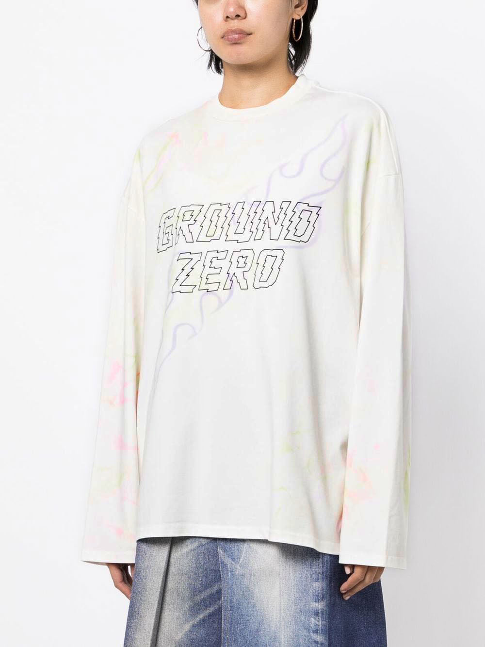 Oversized Logo Print With Hand Painted Long-sleeve T-shirt