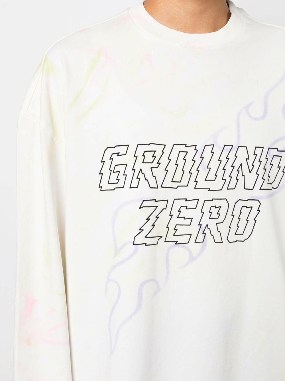 Oversized Logo Print With Hand Painted Long-sleeve T-shirt
